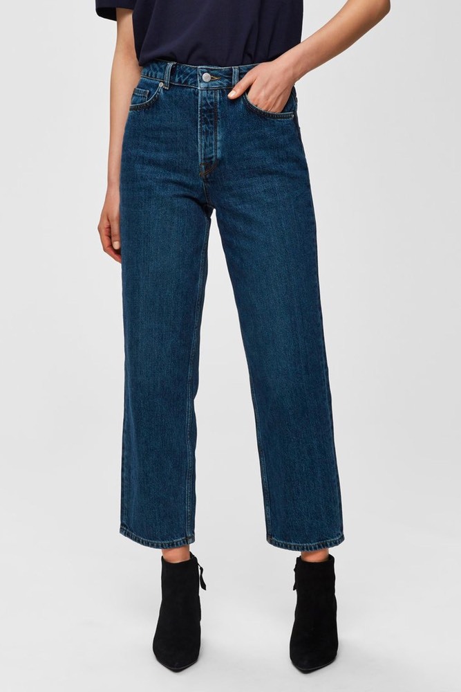 Selected Femme Slfkate Straight Jeans Medium Blue Den  