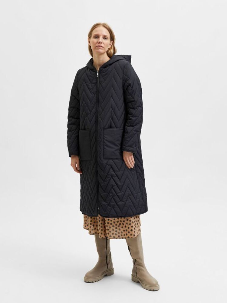 Selected Femme Slfnora Quilted Coat B Black 