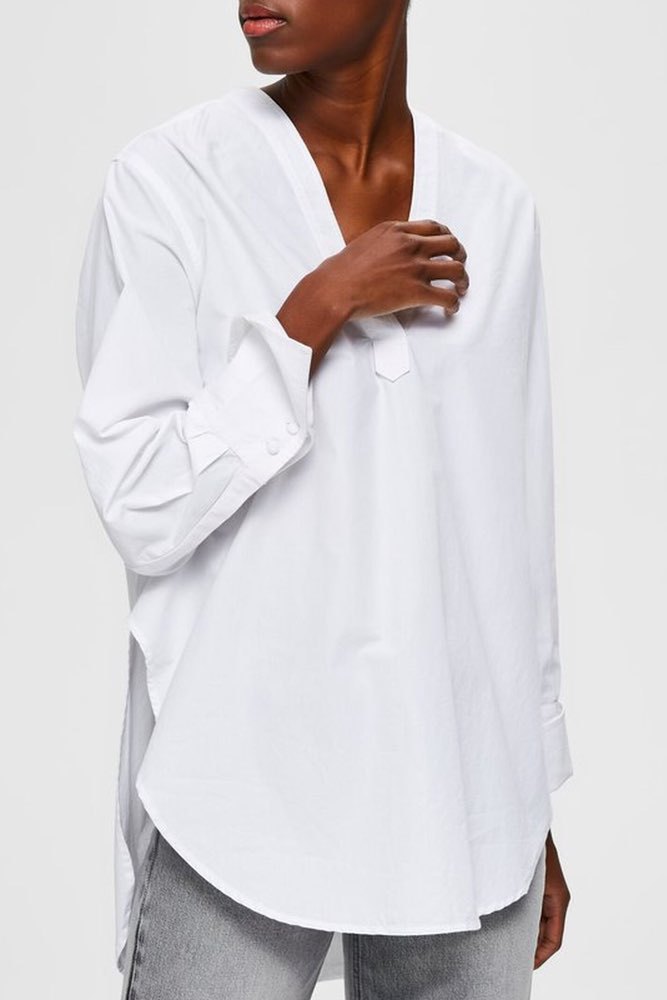 Selected Femme Slfsandra Ls Long Top Bright White 