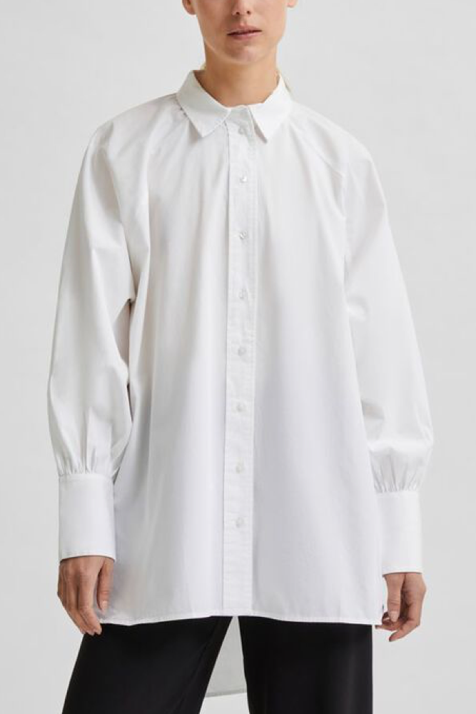 Selected Femme Slftilda L/s Long Shirt Bright White 